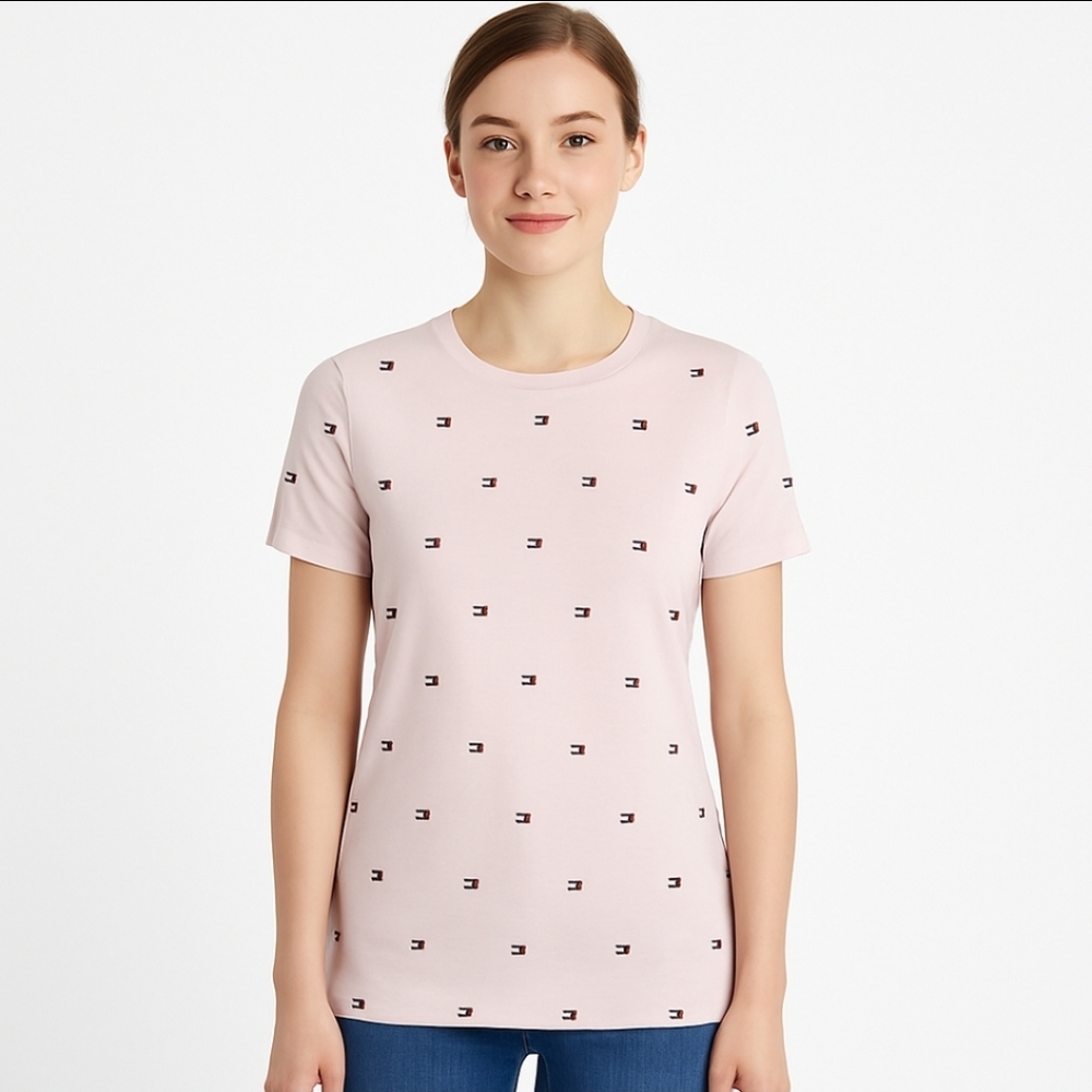 Tommy Hilfiger Pink Womens Logo Short Sleeve tee Sz XL